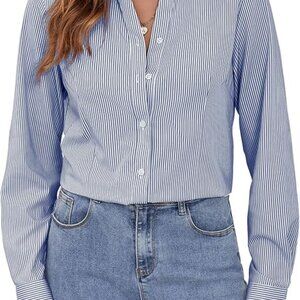 BRAND NEW with tags white and blue stripe shirt